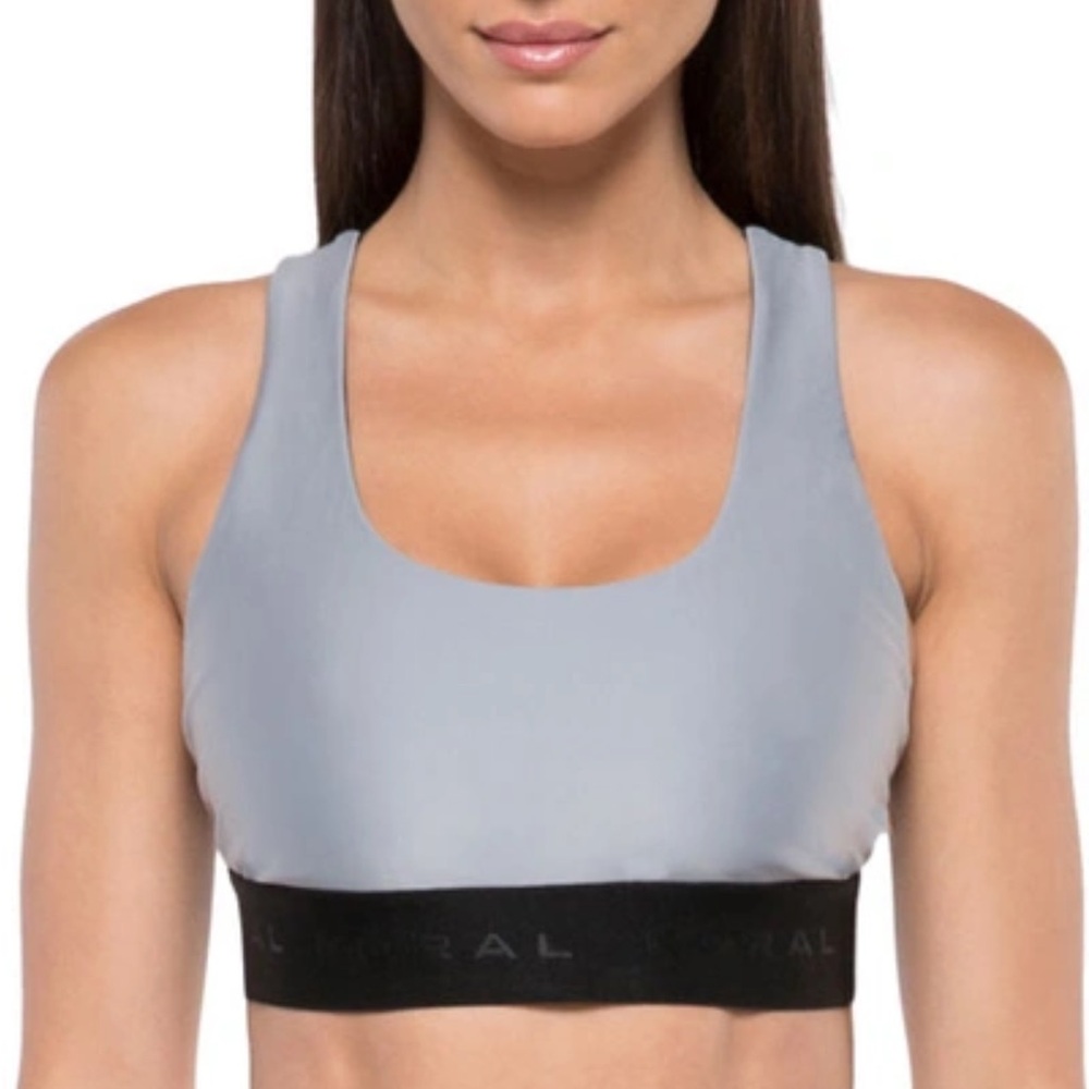 Koral Gray and Black Sports Bra Racerback Fame Energy sz S in Meteorite